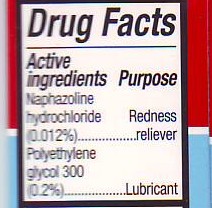 Target eye drops contain polyethylene glycol and naphazoline hydrochloride