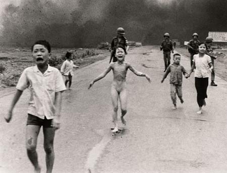 The US government burns this young girl with nalpam in Vietnam